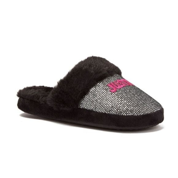 Justice Girls Graphic Slip On Sparkling Scuff Slippers Shoes Size 2/3 - Picture 2 of 6